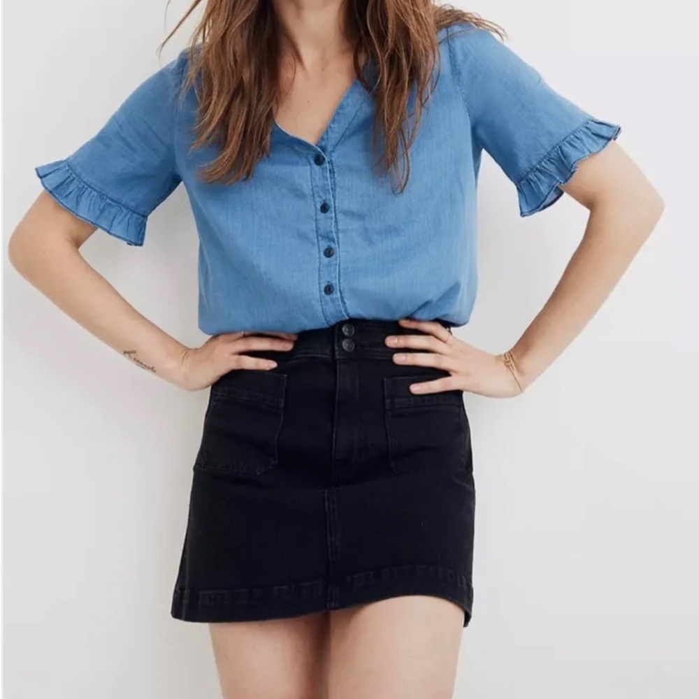 Madewell a-line stretch denim mini skirt